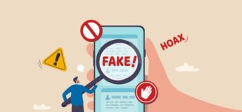 Illustration of concept of debunking myths and fake news.