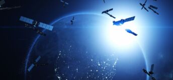 Illustration for concepts of defense technology, satellites and space.