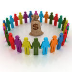 Pictogram Teamwork with Dollar Money Bag - White Background - 3D Rendering