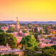 Santa Fe, New Mexico, USA at dusk