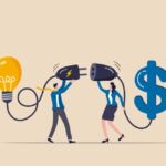 Photo illustrating concept of connecting money with an idea.