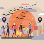 Photo showing illustration of the concept of immigration and emigration.