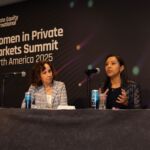 Lori Hall-Kimm (right), head of global private equity, Healthcare of Ontario Pension Plan (HOOPP), speaks at the Women in Private Equity Forum in New York on May 13, 2025.