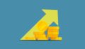 Illustration of an upward-pointing arrow behind a pile of gold coins. source