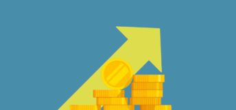 Illustration of an upward-pointing arrow behind a pile of gold coins. source