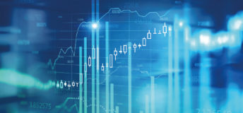 Rendering of a chart and programming code against a blue background