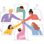 Illustration of the concept of women and men networking.