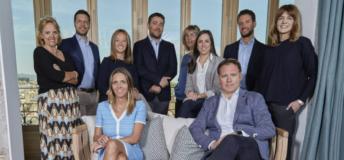 Photo of Asabys co-founders and managing partners Clara Campàs and Josep Sanfeliu (seated) with the rest of the team.